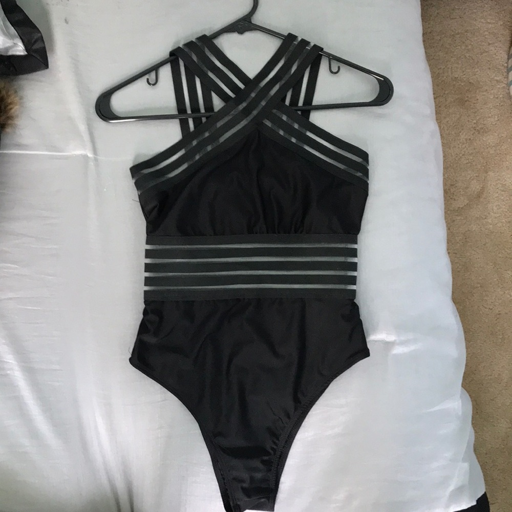 Trendy, Brand New, Black One Piece Swim Suit
